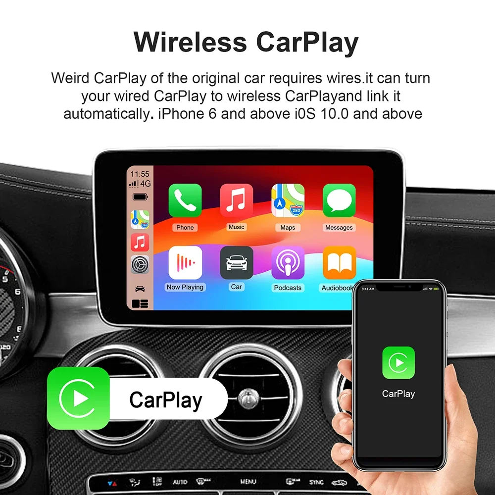 Adaptador CarPlay Multimedia sem fio, Android 13, Automático, Smart AI Box, Netflix, YouTube, FOTA, Atualização, Novo