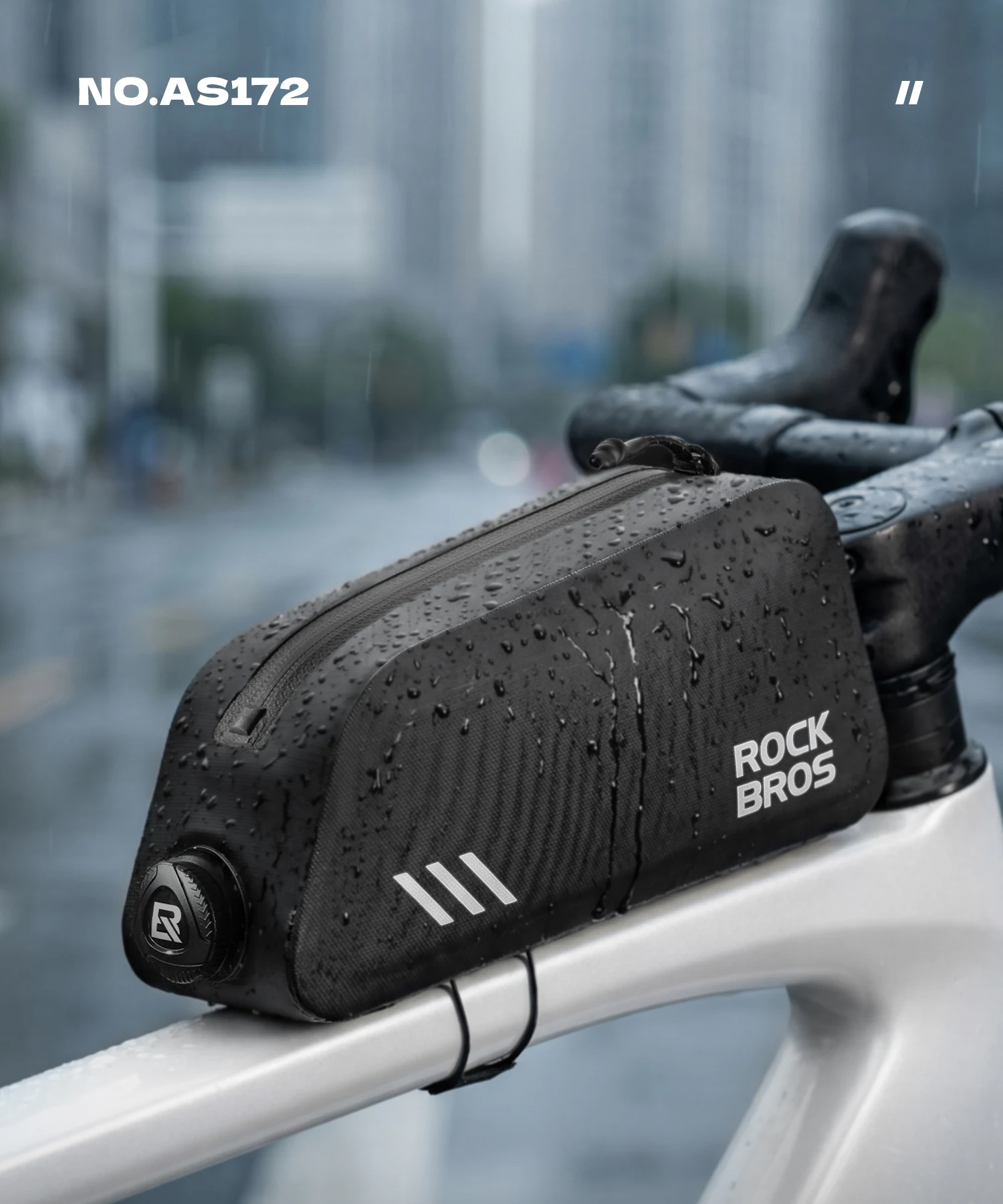 ROCKBROS Vollständig Wasserdichte Oberrohr-Tasche 0,9L Fassungsvermögen MTB Rennrad-Rahmentasche Versiegelte Reißverschluss-Rahmentasche mit Stabilem Befestigungszubehör – Detail 1
