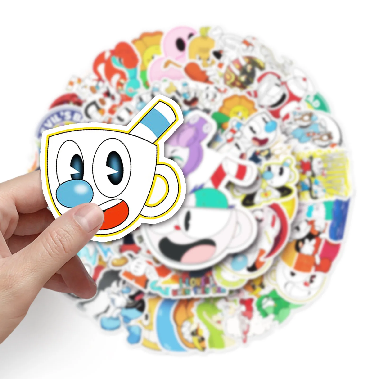 Pegatinas de Graffiti de la serie Cuphead Retro, 10/50 piezas, aptas para ordenador portátil, teléfono, monopatín, decoración de tazas, pegatinas DIY, juguetes al por mayor