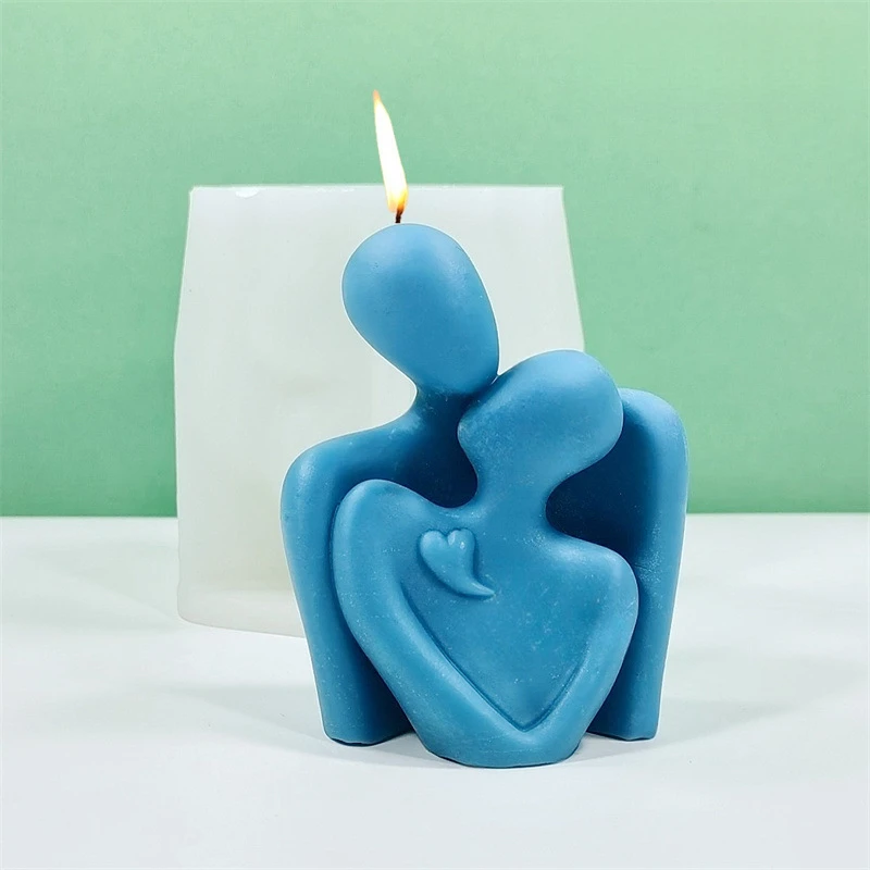 

Abstract Cuddling Couple in Heart Silicone Mold for DIY Candles and Scented Plaster