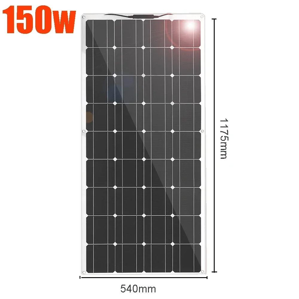 12v Solar Panel Flexible 150w 120w 100w 80w Photovoltaic Panel System for Home Balcony Car Boat Battert Charge Camper Waterproof