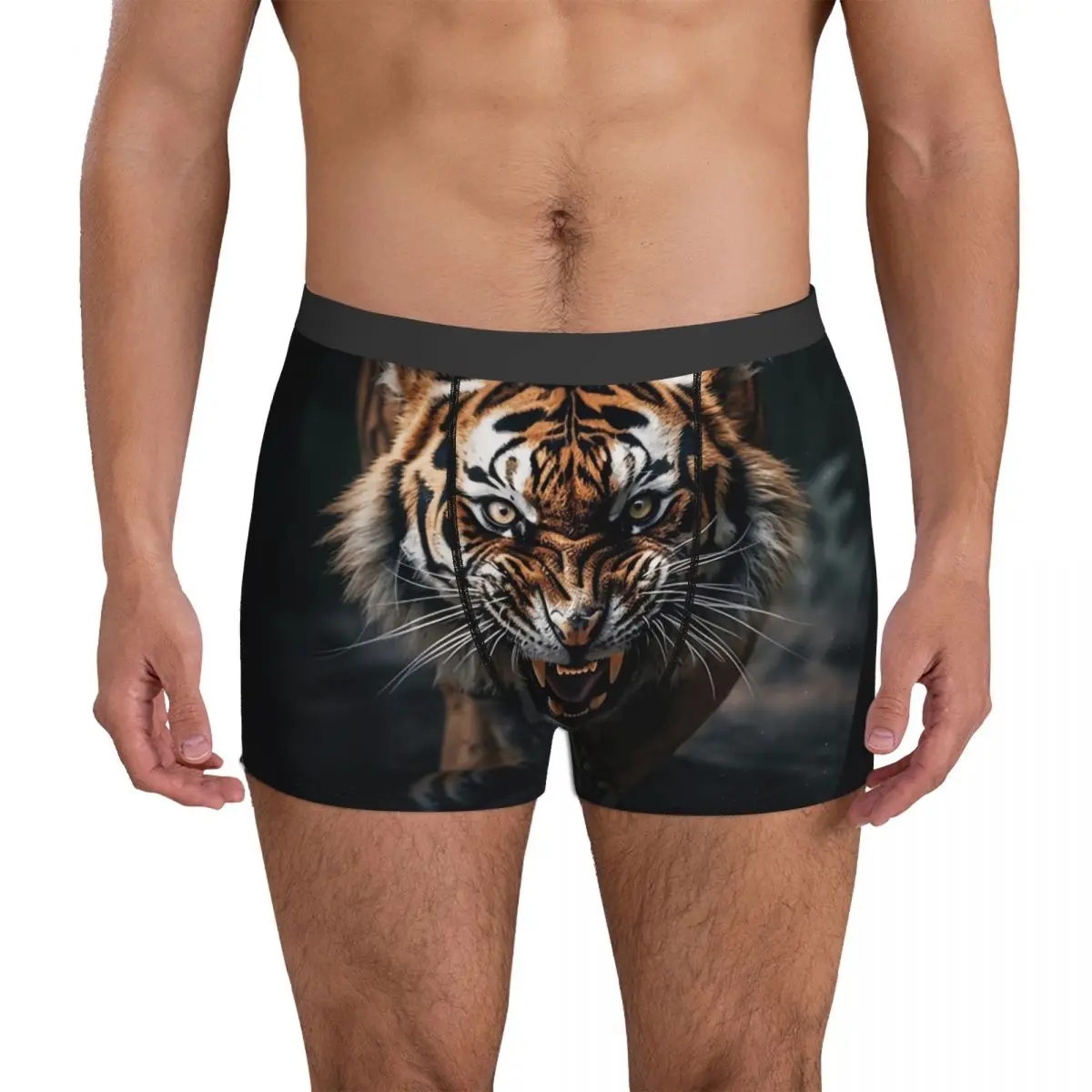 Angry Tiger Underwear The King of the Forest Males Shorts Briefs Elastic Trunk High Quality Customs Plus Size Underpants