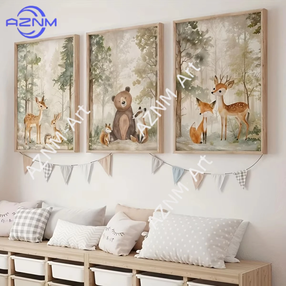 1 Stück/3 Stück Waldtiere Dschungel Leinwanddruck Poster Niedlicher Bär Fuchs Tier-Kunstdrucke Wohnzimmer Kinderzimmer Wandkunst Heim-Dekoration