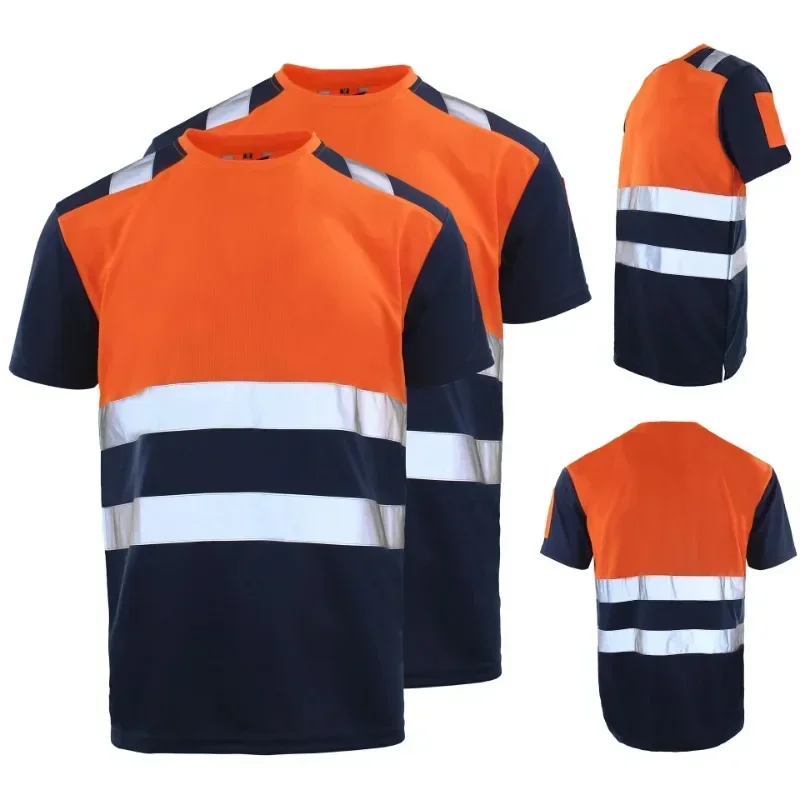 Summer Safety Work TShirt Summer Breathable Work Tops Cast T-shirt Quick Drying Sweat Wicking High Visibility Oversized Clothing