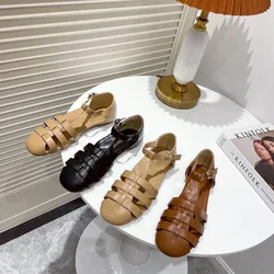 Shoes Large Size Women Pointed Toe Low Heels Casual Female Sneakers New Summer Big Size Basic Fabric Buckle Strap Square heel PU
