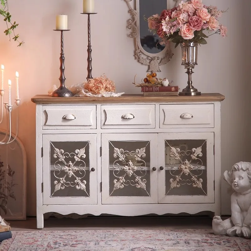 خزانة مدخل مزخرفة قديمة منحوتة لغرفة المعيشة خزانة أحذية منزلية B & B خزانة جانبية لتناول الطعام