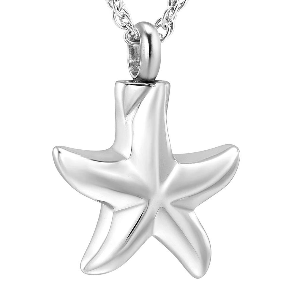 

Cremation Starfish Shape Pendant Necklace Means childlike Pet Ashes Holder Stainless Steel Gift To Children Keepsake Jewelry