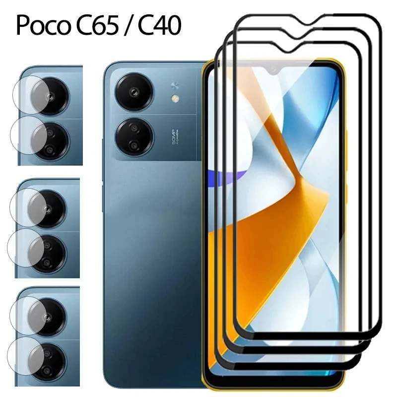 

4in1 Tempered Glass For Xiaomi Poco C65 Poco C40 F5 Pro 9H Camera Lens Protective Film Screen Protector For Poco X5 Pro