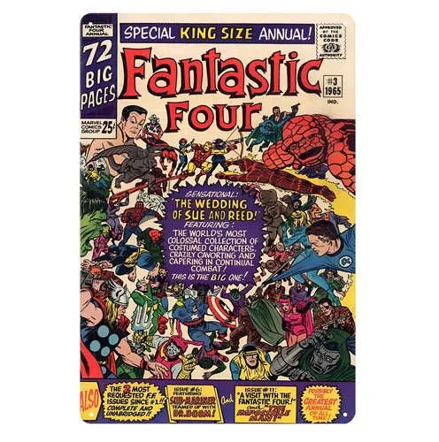 Fantastic Four No.3 Retro Comic Book Metallposter Blechschild - Plakette