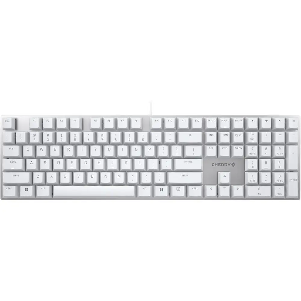 

Mechanical Office Keyboard with Silent Red Switches, Elegant Design, USB-A Connection, White/Silver