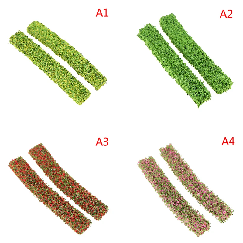 Tiras de arbustos verdes, materiales DIY para mesa de arena, modelo en miniatura, valla de hierba, edificio interior y exterior, 2 uds.