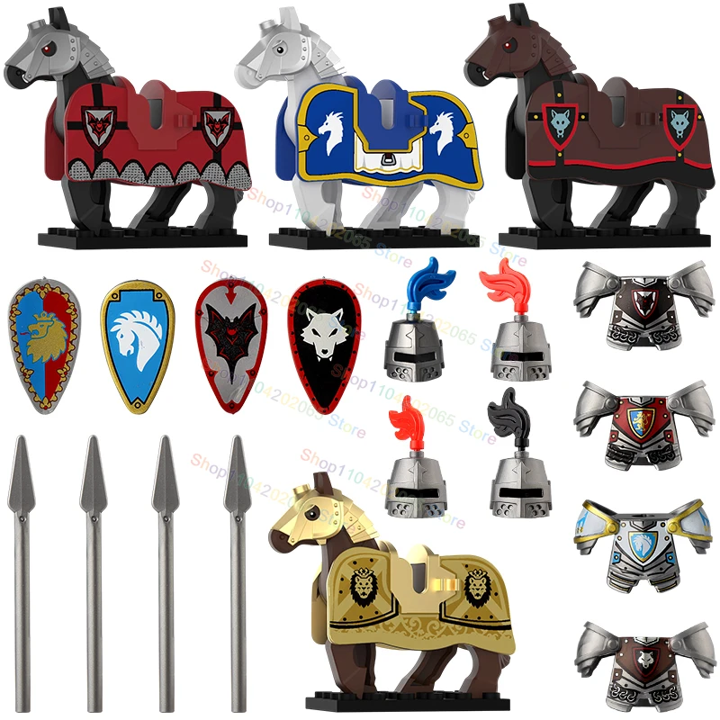

M137 VP113 MOC Lion Knights Medieval War Horse Building Blocks mini Action Figures Animals Accessories Kids Toys Gifts M138 M139