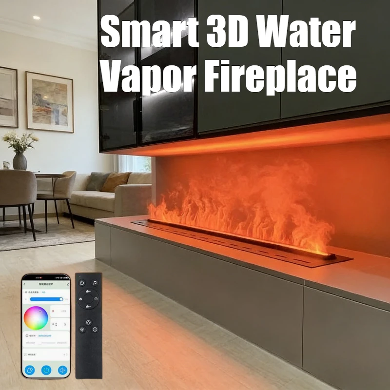 

Умный 3D-камин с эффектом водяного пара без нагрева, золотой паровой камин-увлажнитель с управлением через приложение и таймером для дома