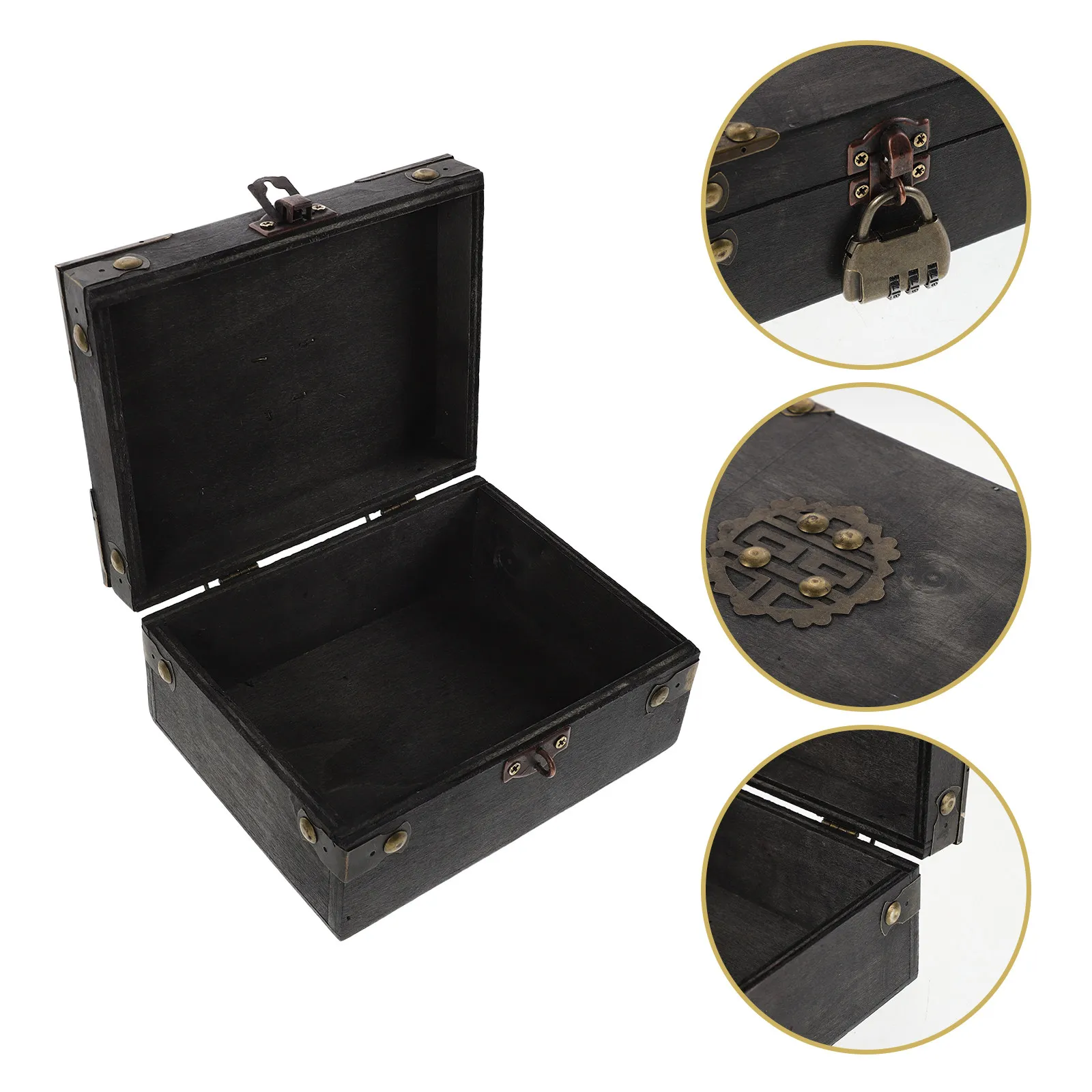 Vintage Wooden Puzzle Box Treasure Chest Combination Lock Escape Room Prop Decorative Keepsake Organizer Game for Adults