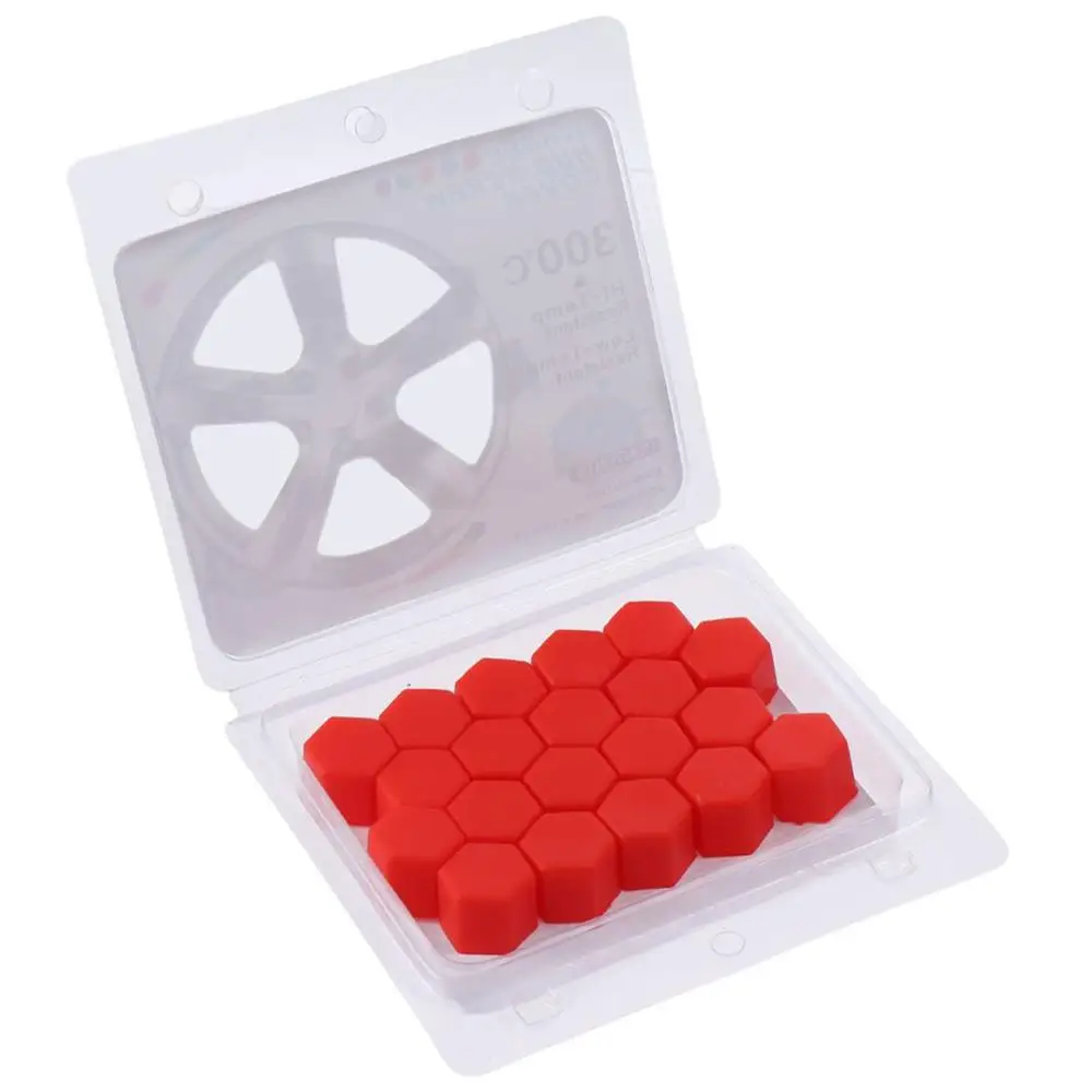20pcs Universal Decoration 19mm Wheel Lug Nut 21mm Black Covers Hub Silicone Red Screw Dust Protect Caps for Car