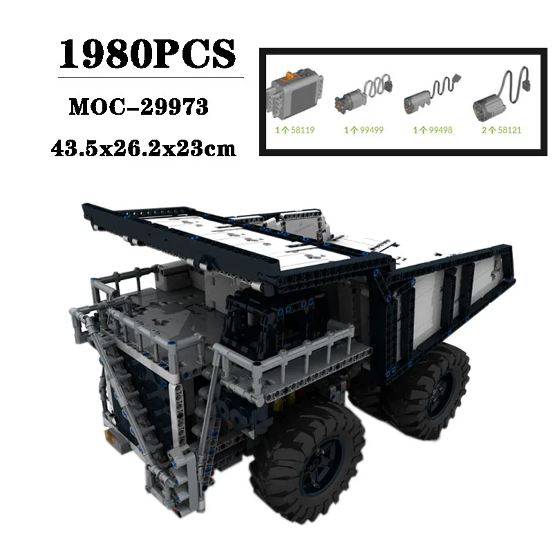 Classic Custom MOC-29973 RC Mining Dump Truck Building Blocks 1980pcs Boy Birthday Christmas Toy Gift