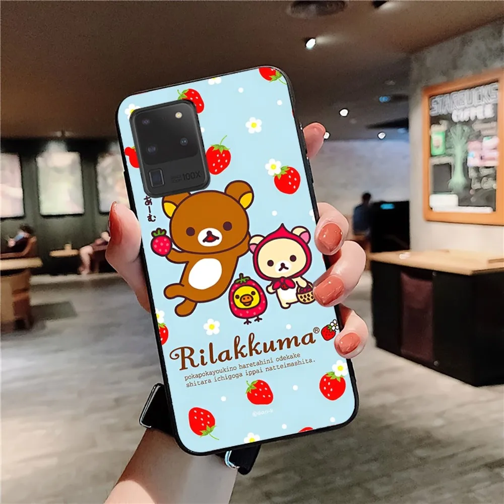 Cute R-Rilakkumas Bear Phone Case For Samsung S 9 10 20 21 22 23 30 23plus lite Ultra FE S10lite Fundas