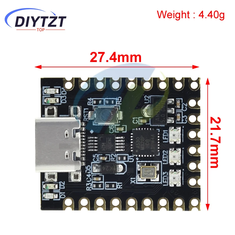 DIYTZT NANO V3.0 / Nano SuperMini Type-C Development Board Atmega328p Chip Ch340 Serial Port For Arduino