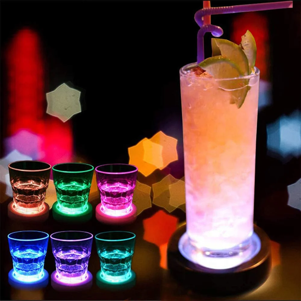 Posavasos LED brillante para botella de vino, recargable por USB Luz Nocturna, almohadilla para bebidas, lámpara para boda, fiesta, Club, Bar, fiesta en casa