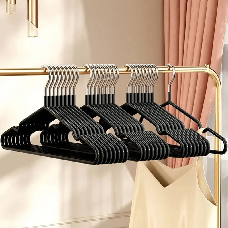 

10PCS Non-slip Dip Plastic Clothes Hanger Dormitory Clothes Drying Adult Clothes Drying Rack Household Thick Clothes Support