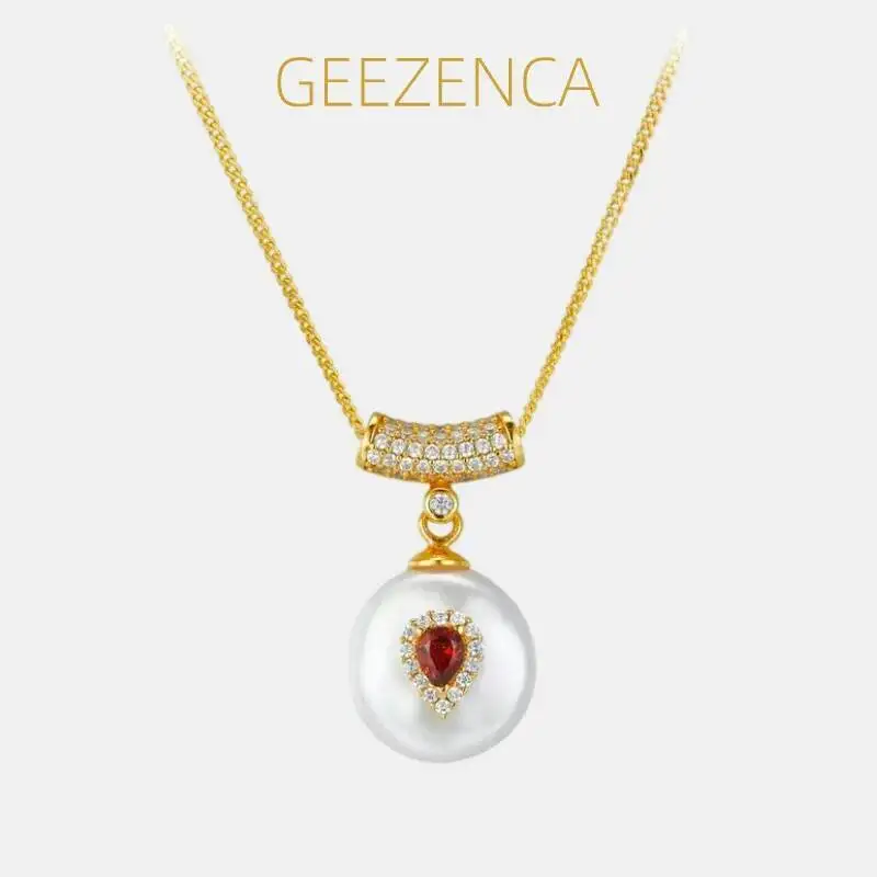 geezenca-天然淡水パール-ガーネット-925-シルバー-ペンダント-ネックレス-女性用-クリアランス-在庫限り-先着順