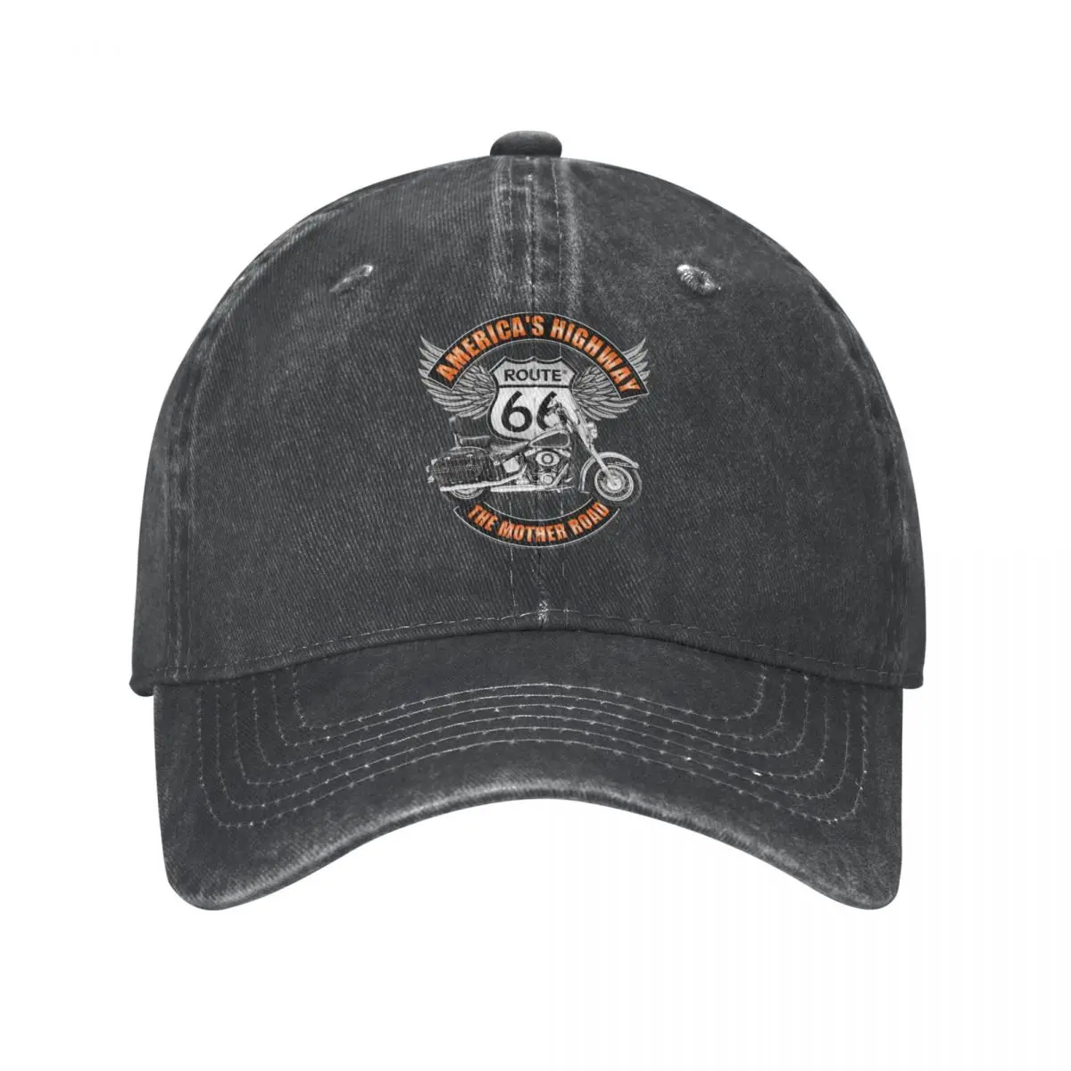 Classic Americas Highway Route 66 Baseball Caps Unisex Distressed Denim Sun Cap Outdoor Workouts Adjustable Fit Caps Hat