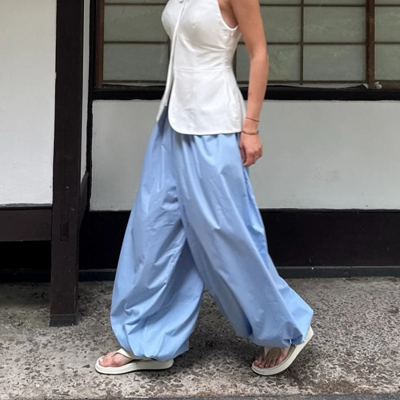 

Pure Lantern Pants Casual Lazy Wide Leg Long Pants Loose Lantern Pants for Women Spring Summer Street Style Fashion Set