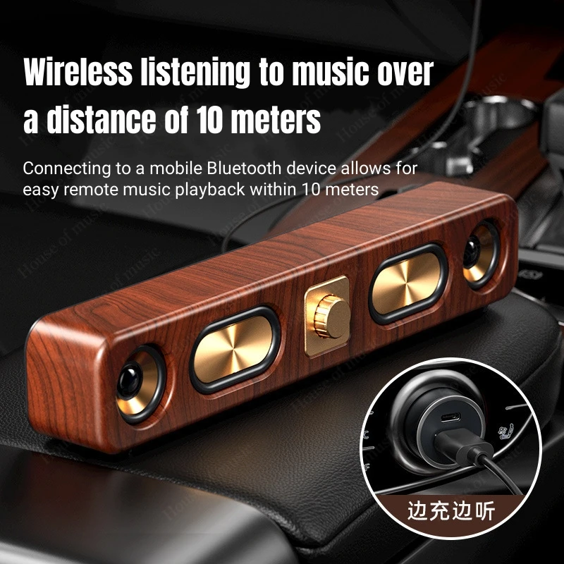 Portable High Sound Quality Multifunction TV Computer Subwoofer Sound Surround Music SoundBar Wireless Wooden Bluetooth Speakers