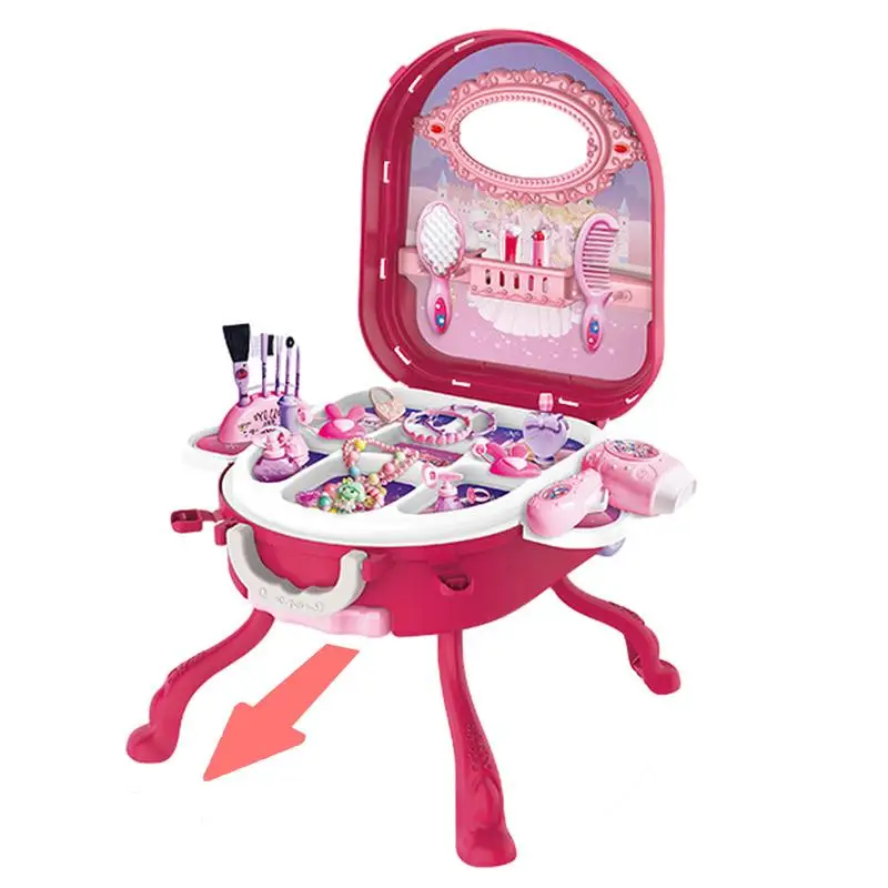 Toy Vanity Set For Girls Girls Toys Beauty Salon Set Makeup Toys Toddler Vanity Set Travel Suitcase Pretend Play With Mirror &