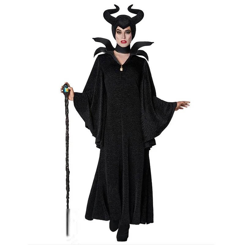 Adulto feminino longo bruxa rainha diabo loween traje adereços de dança deus morto cosplay desempenho roupas china feito