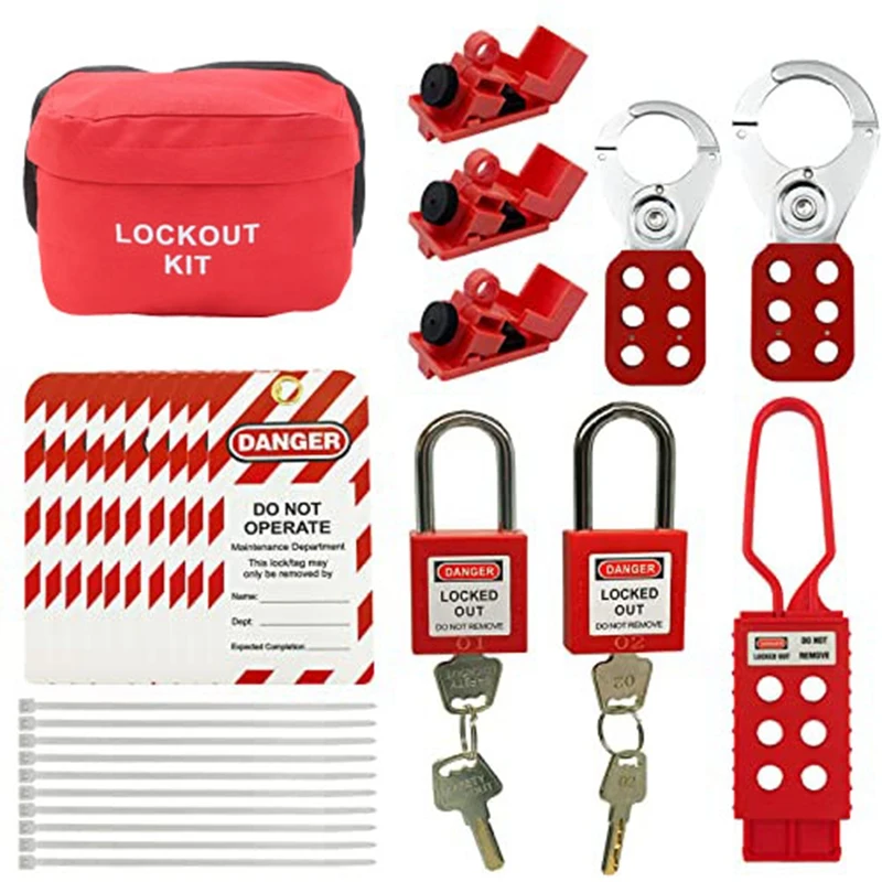 1 Set Electrical Lockout Tagout Kit Plastic For Great Addition To Machinery, Electrical Equipment, Industrial Work, And More.