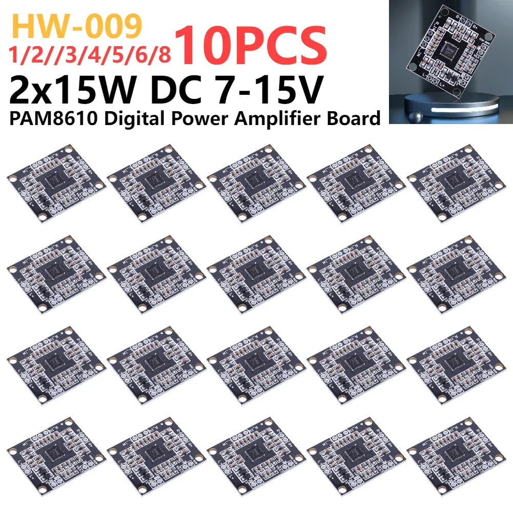 1-10PCS PAM8610 Amplifier Board 2x15W 2.0 Channel DC 7-15V Class D Dual Channel Mini Stereo Voice Sound Amplifier Modules