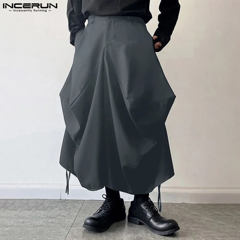 INCERUN 2024 Korean Style Trousers Men's Deconstructive Design Pant Casual Streetwear Male Solid All-match Loose Pantalons S-5XL