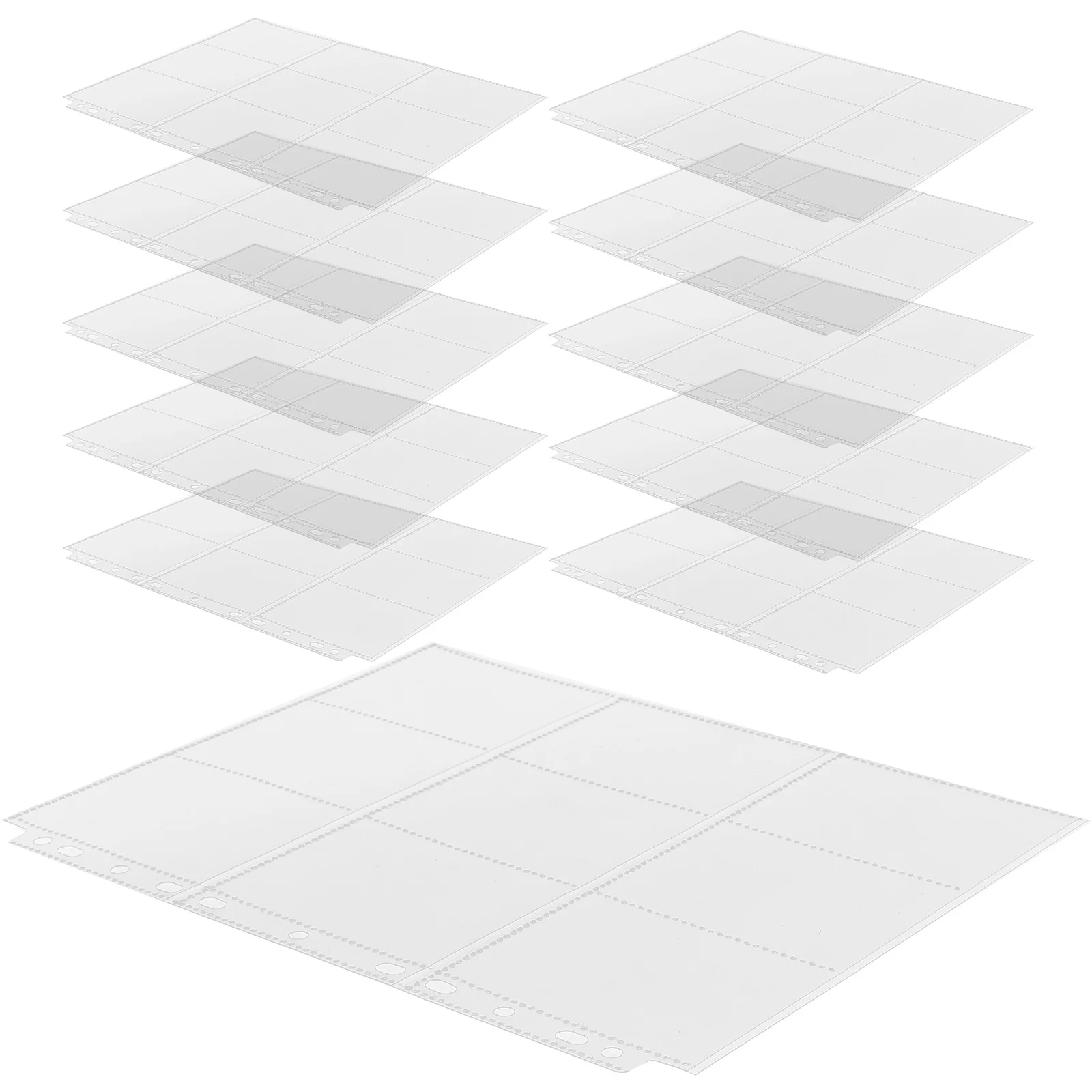 

10 Sheets Transparent Card Sleeves Clear PVC Protective Pages for Trading Card Binder Storage Loose-Leaf Album Refills Game