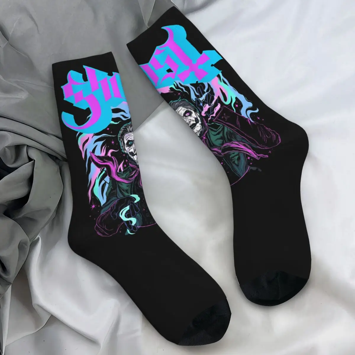 

Ghost Rock Music Band Socks Purple Retro Stockings Adults Men High Quality Outdoor Socks Winter Design Anti Skid Socks