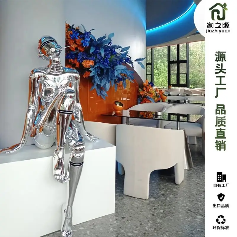 

XL Koshiba Mechanical Girl Gaming Internet Cafe Electroplated Sculpture Living Room Soft Decoration Floor Ornament