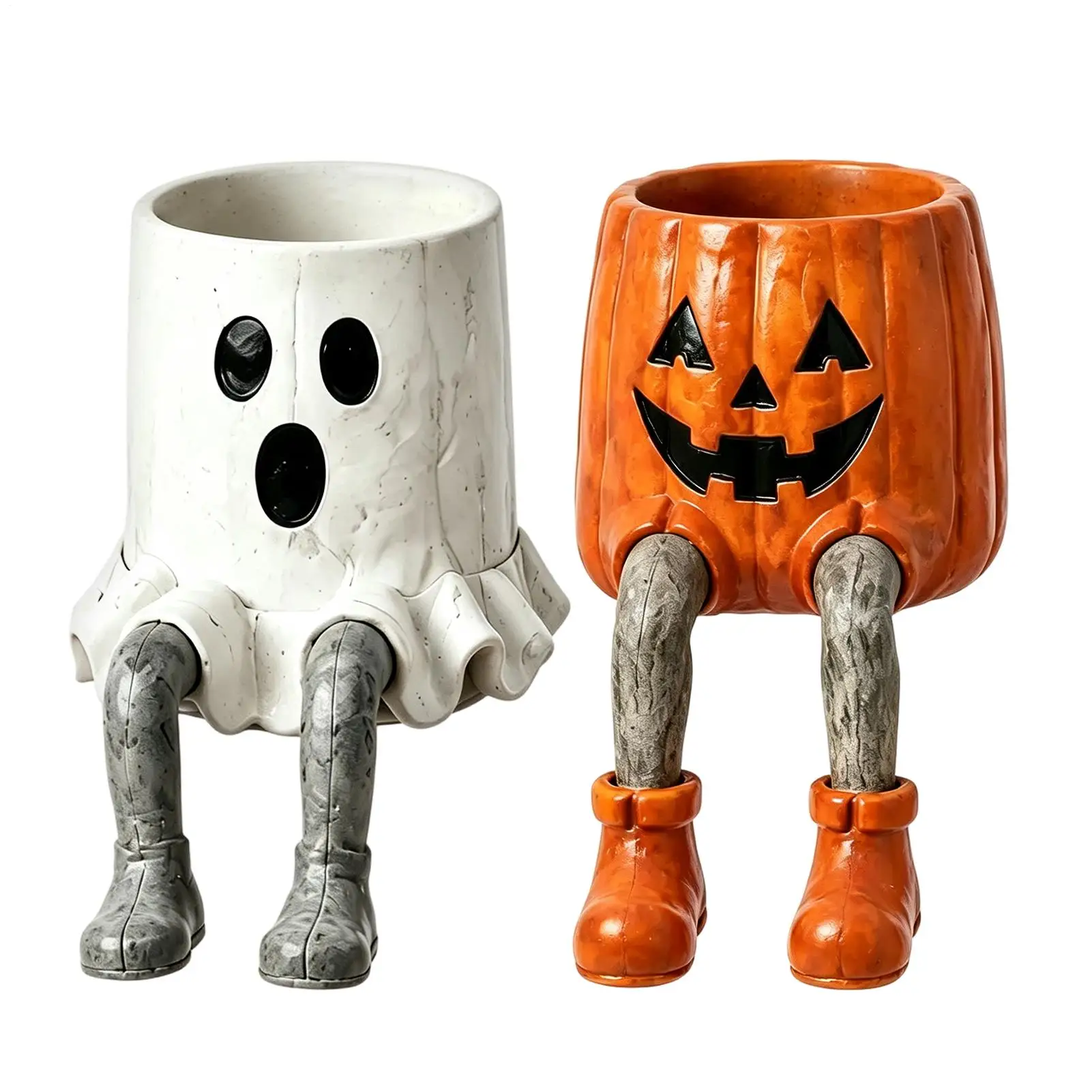 Hanging Leg Pumpkin Planter Funny Pumpkin Ghost Resin Table Centerpiece Halloween Planter Container For Home, Office, Cafe