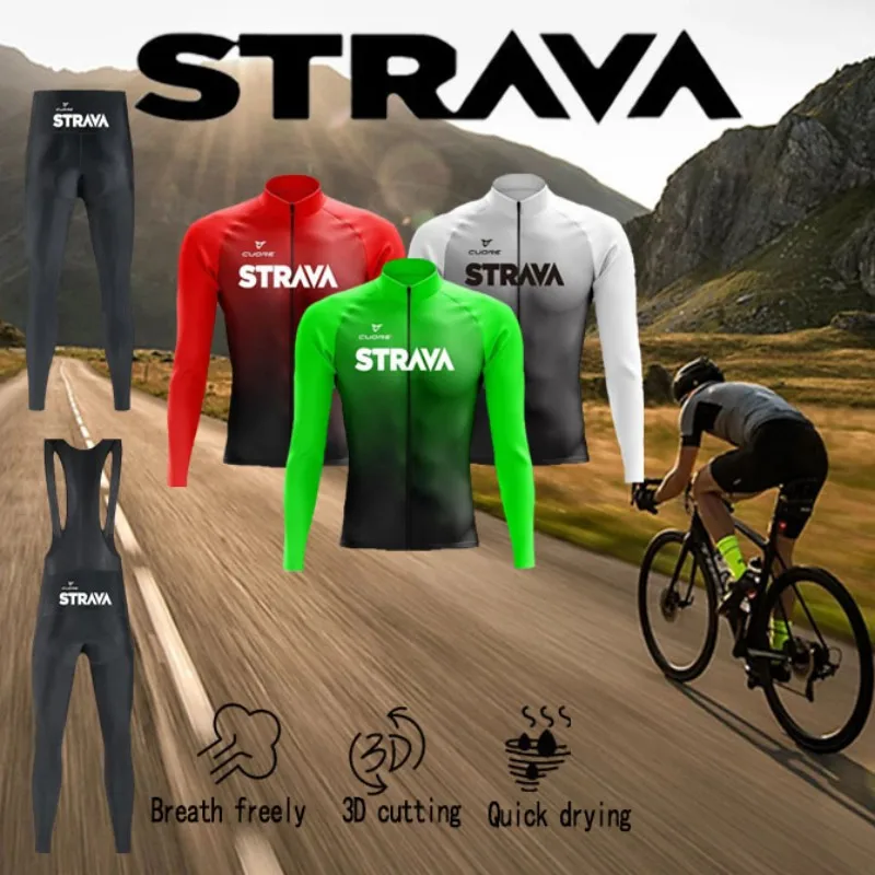 STRAVA Men's Jacket Jersey Road Mountain Bike Long Sleeve Cycling Cycling Sports Outdoor Camping Christmas Cycling Gear Gifts