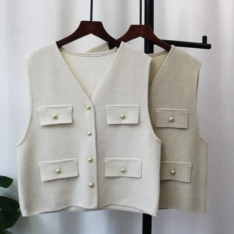 

2024 Women Vest Sweater Cardigan Kintted Button Cute Loose Spring Autumn Pullover Vintage Winter Streetwear Y2k Jumper Coat