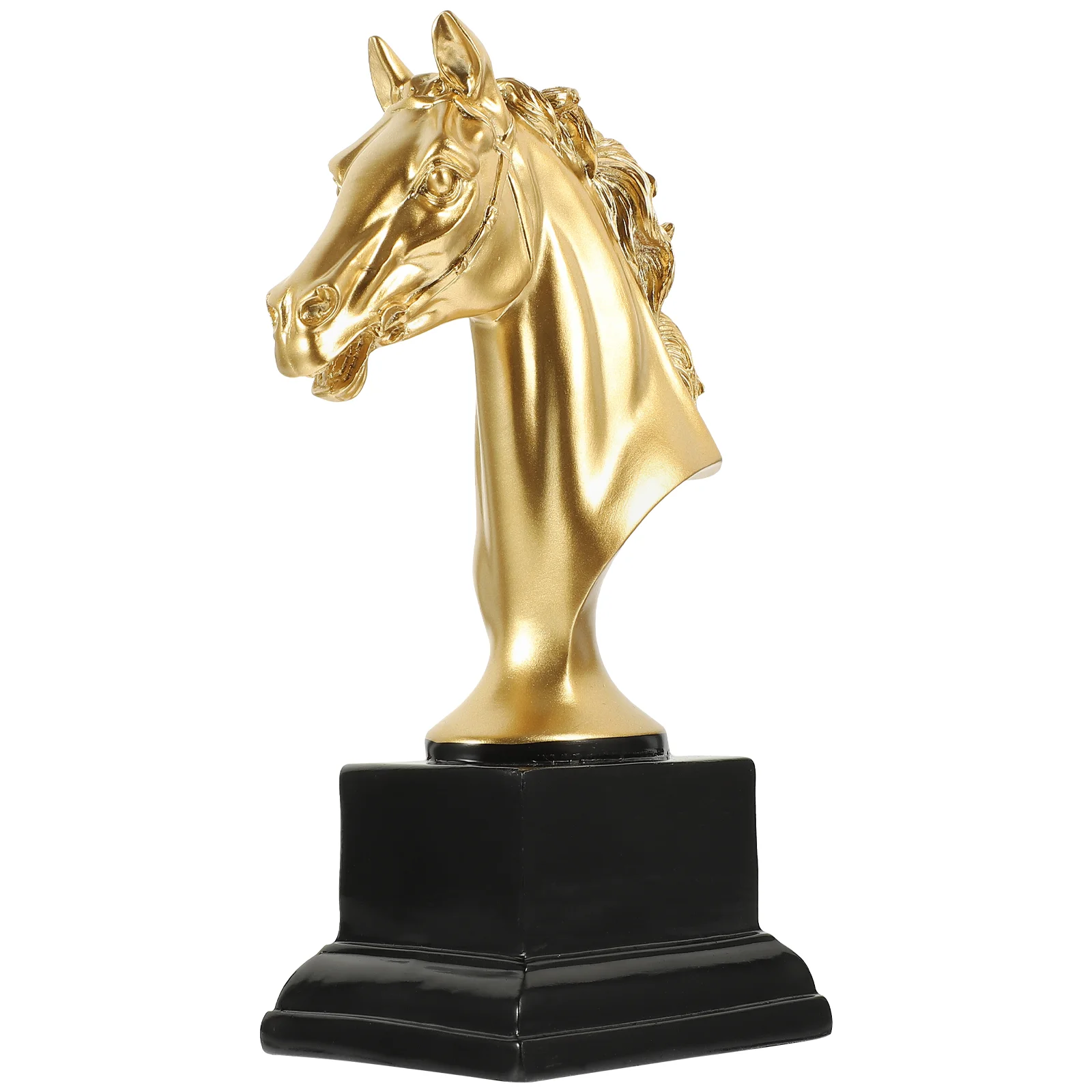 Statue Horse Head Trophy Table Animal Model Decorate Shaped Sculpture Golden Office