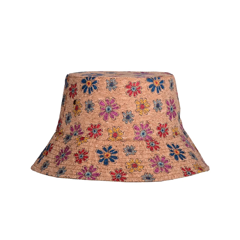 3pcs Cap Retro Cork Leather Geometry House Printing Sun Protection  Travel Hats