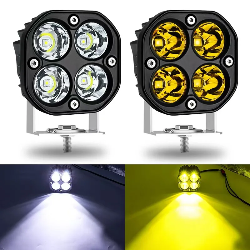 Manufacturer direct sales 67mm square 3-inch LED work light white yellow lens 6000k 3-inch 40w LED work light off-road