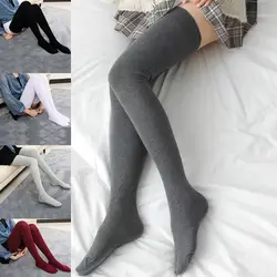 Autumn And Winter Stockings Women Thigh High Over The Knee Socks Extra Long Cotton Stockings Solid Japanese Leg Warmer Hosiery