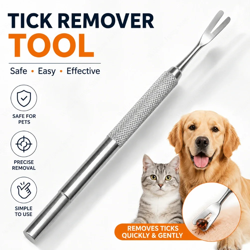 1 Set 2/3PCS Ergonomic Tick Remover Tweezers Practical Extraction Tool Suitable for Dogs Cats and Daily Household Pet Care Use