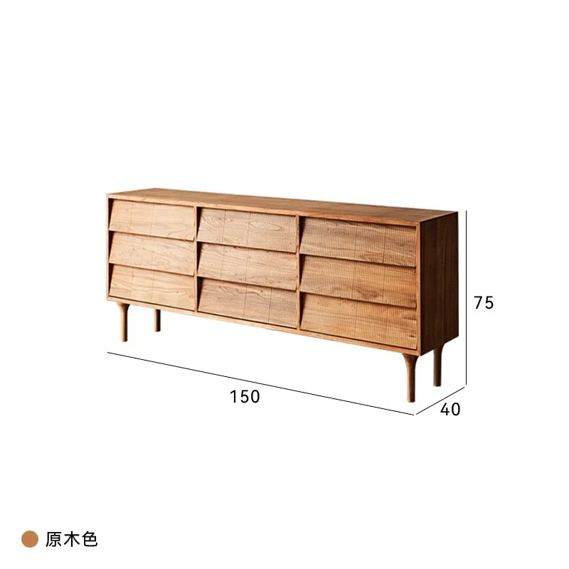 

Nordic retro nine-chest cabinet old elm living room wall decorative cabinet wabi safeng bedroom large-capacity storage locker