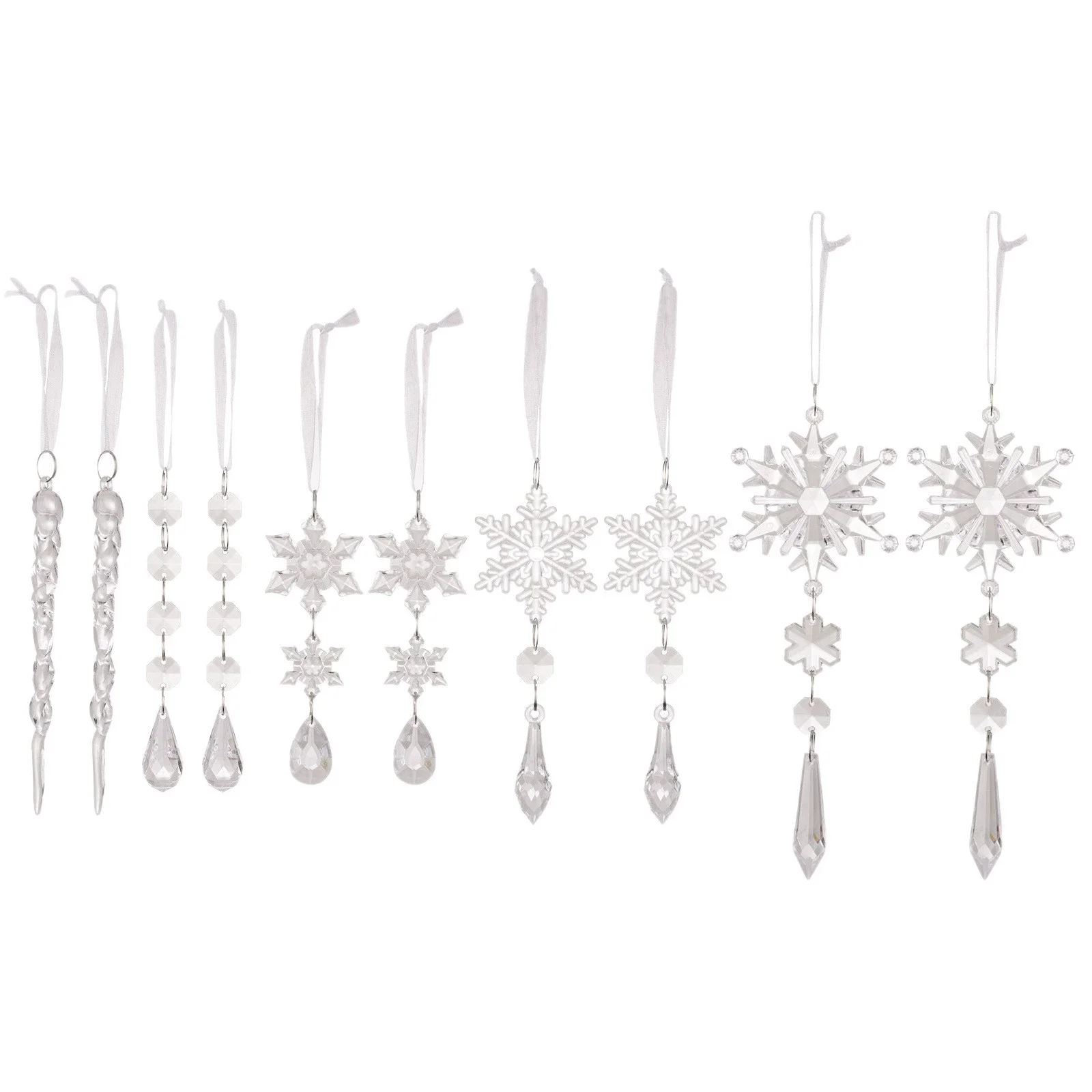 

Christmas Decoration Crystal Snowflake Hanging Set Xmas Crystal Pendant Decorations Ice Strip Christmas Tree Pendant Ornaments