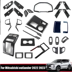 For Mitsubishi outlander 2022 2023 2024 interior carbonfiber accessories window switch gear readlamp front rear water cup cover