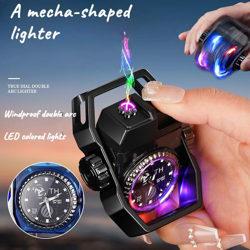 

2026 новые часы Mecha Fidget Spinner, металлическая зажигалка, зарядка через USB, ветрозащитный, креативный, высококачественный, мужской подарок, аксессуары для сигарет