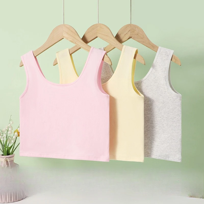 

Нижнее белье для студентов-подростков из хлопка, мягкое и удобное с простым легким и дышащим базовым жилетом для девочек