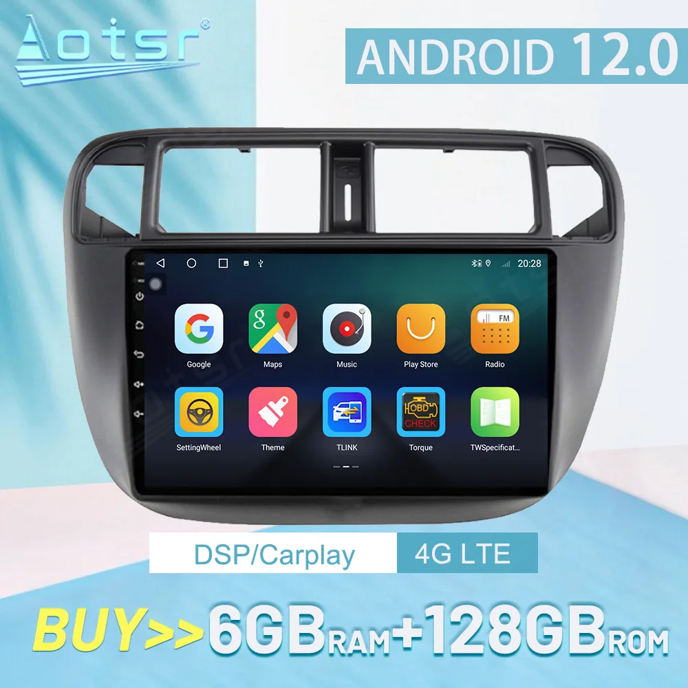 Android 12.0 Navigation For Honda Civic 1995-2014 2015 2016 2017 Radio Multimedia Player Recorder DSP Carplay Auto Audio 360